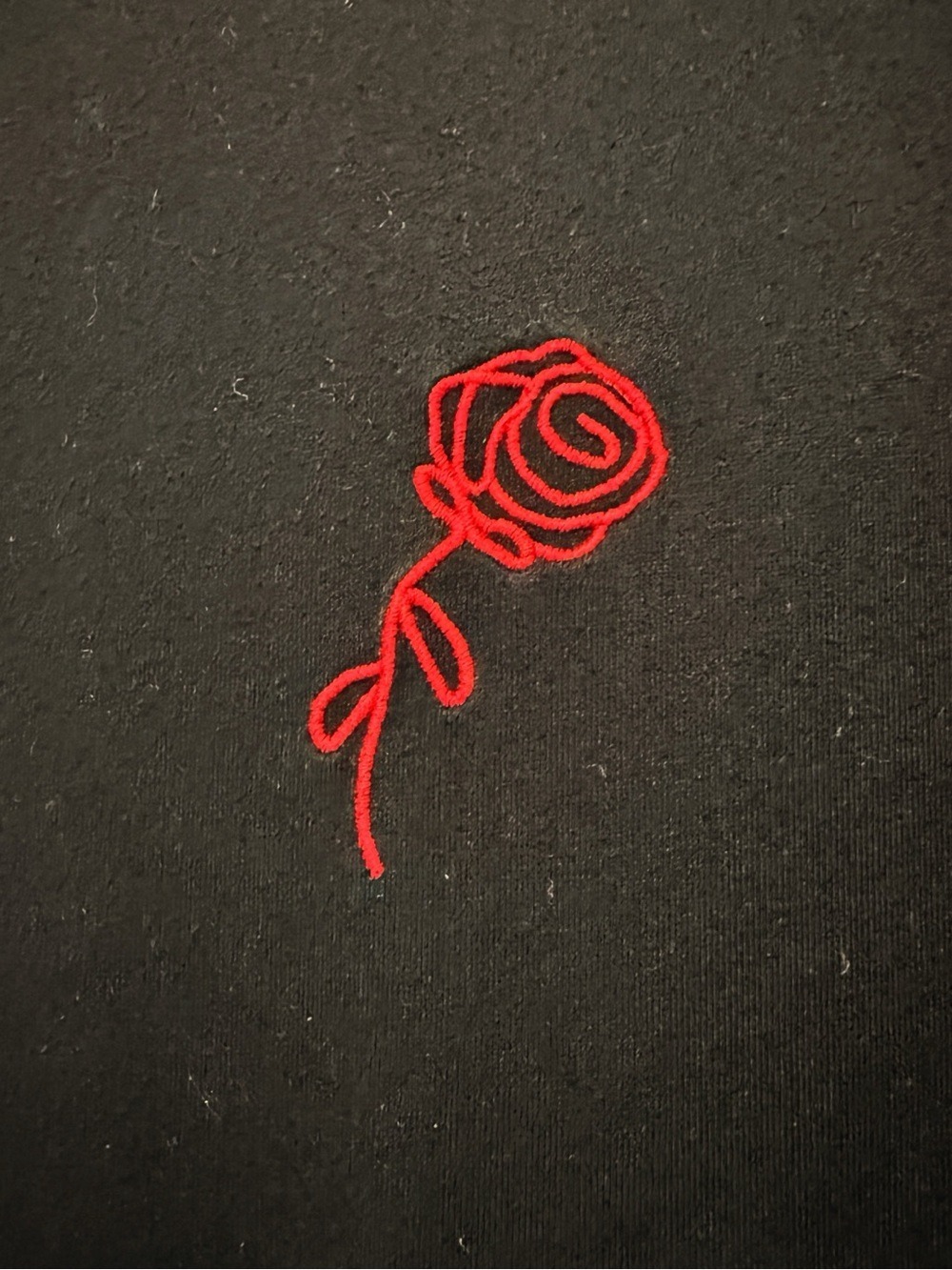 Forever 21 Men's Black Short Sleeve Tee with Red Rose Embroidery on Chest - Picture 4 of 6